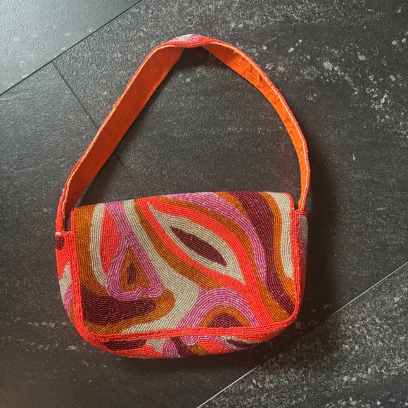 America & Beyond Golden Poppy Embellished Beaded Shoulder Bag - Picture 3 of 6